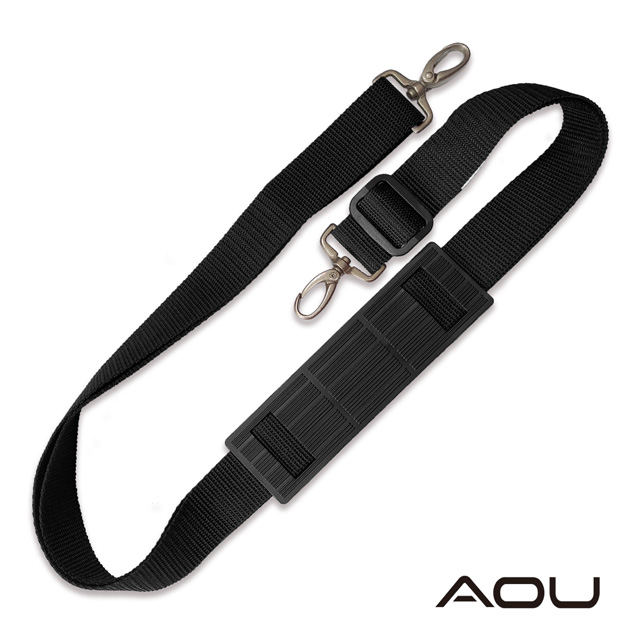 AOU 台灣製 輕量活動式強化耐重背帶 側背帶 公事包背帶 尼龍背帶有肩片(黑色)03-031D1