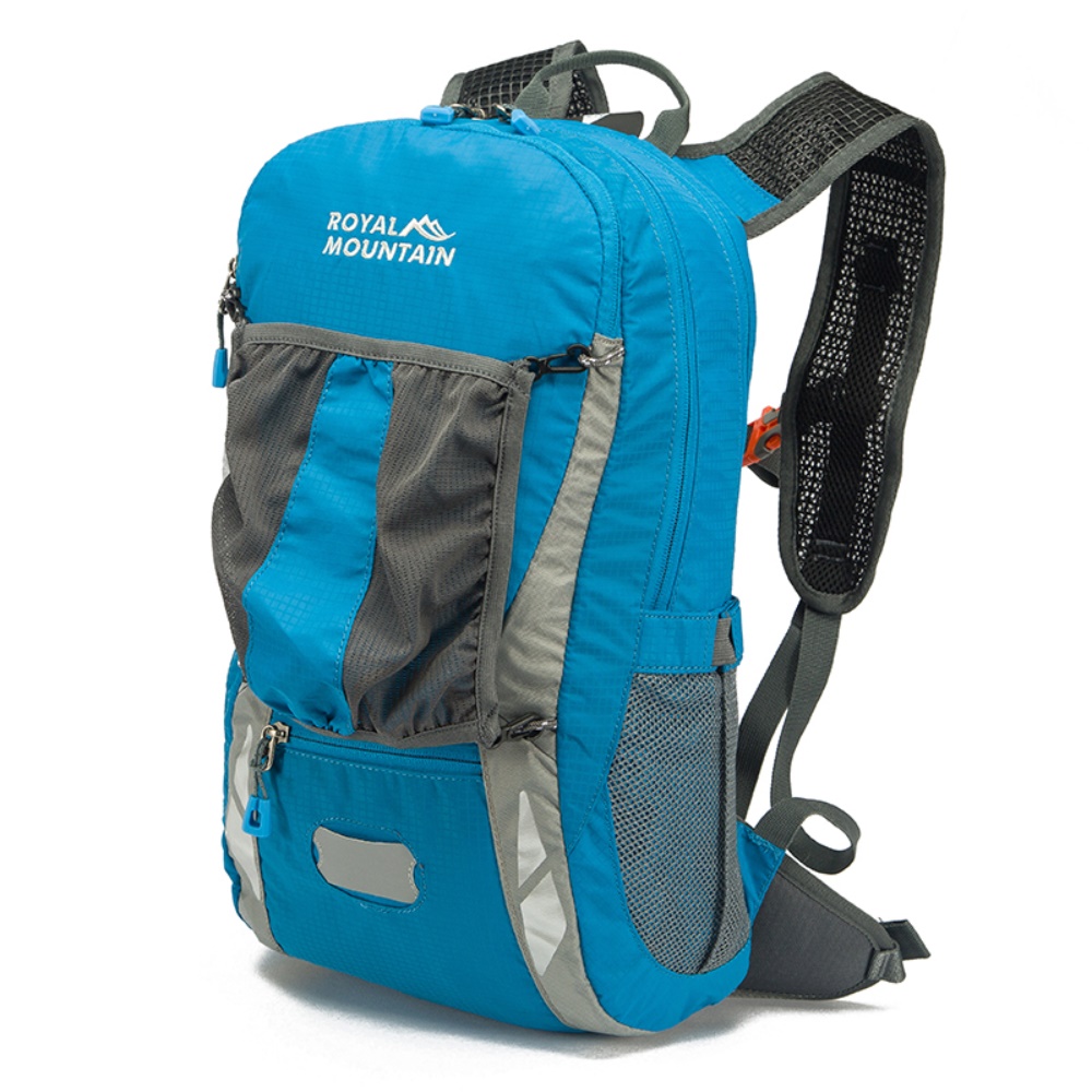極輕網架透氣登山揹包藍色20L