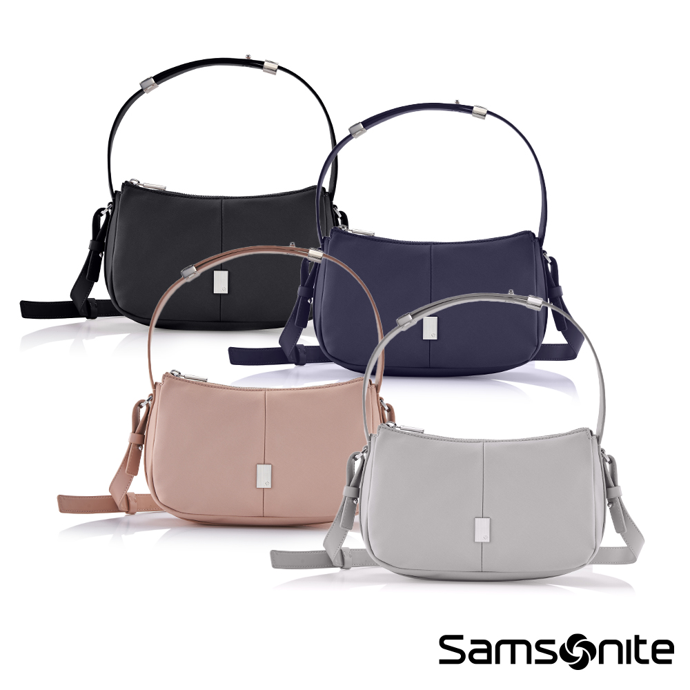 【Samsonite 新秀麗】UP-LINE 時尚優雅輕量尼龍女性背提兩用新月型斜肩包(多色可選)