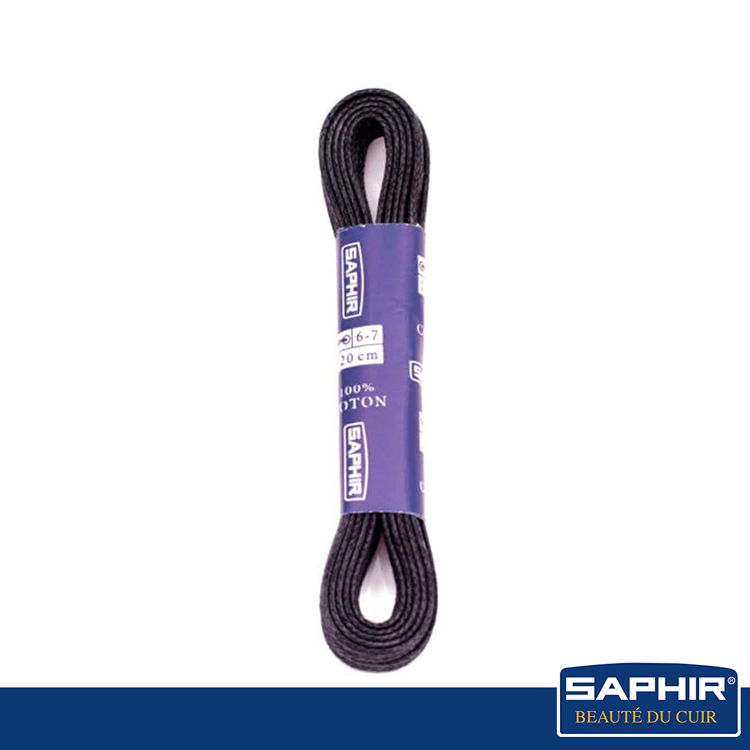 【SAPHIR莎菲爾】扁形2.5mm典雅日常防潑水款上蠟鞋帶-150公分(7-8對孔)Flat waxed black