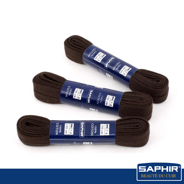 【SAPHIR莎菲爾】寬扁形10mm經典款鞋帶-150公分(7-8對孔)Wide flat black