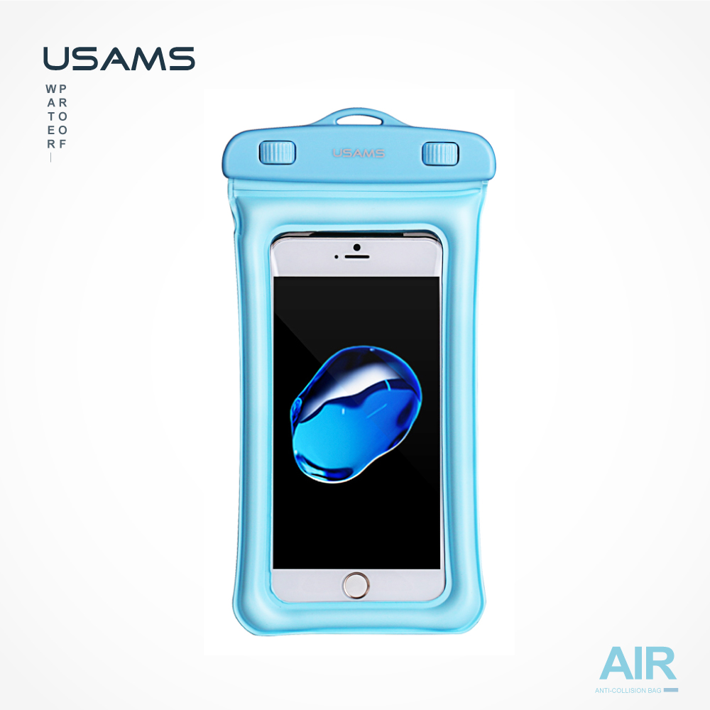 【USAMS】 氣囊防水袋 手機防水套 防水手機套 氣墊手機袋 (粉藍色)
