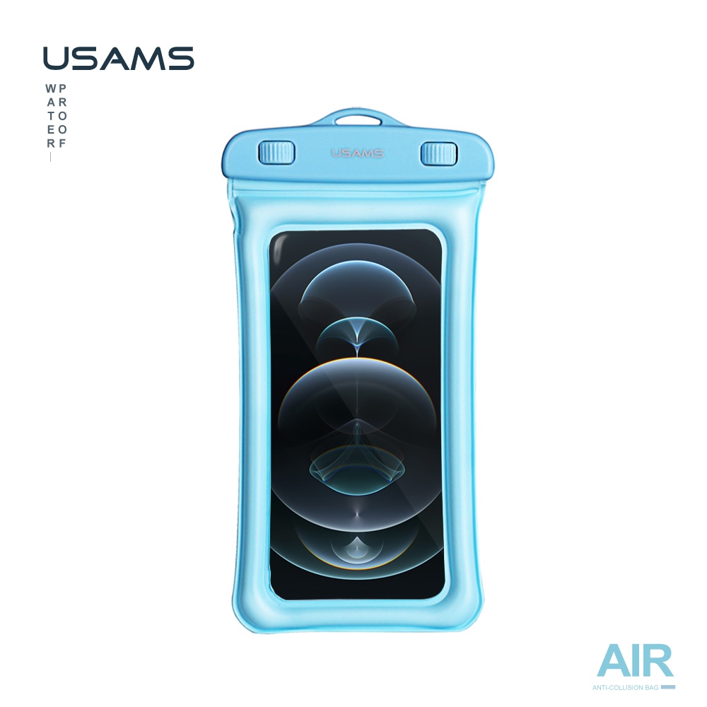 【USAMS】 氣囊防水袋 手機防水套 防水手機套 氣墊手機袋 (粉藍色)