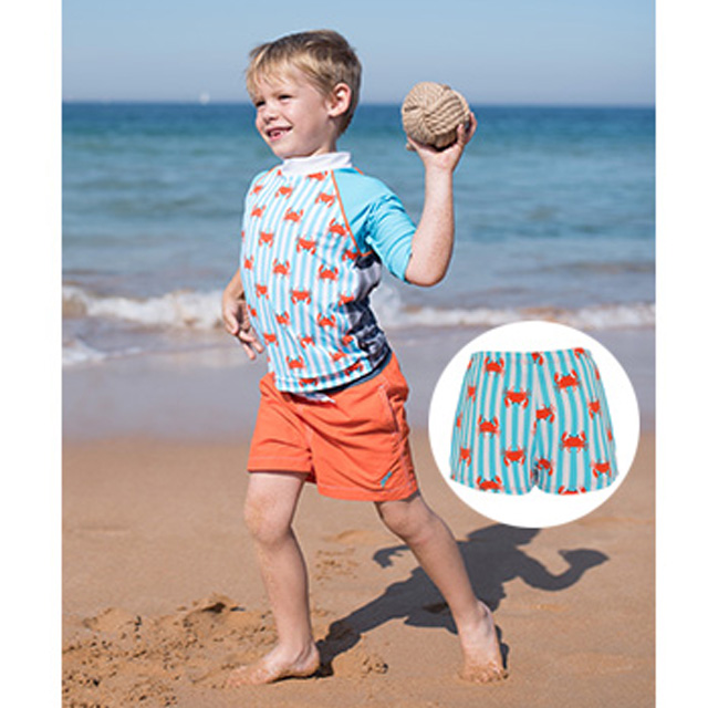 澳洲鴨嘴獸兒童泳衣 防曬短袖上衣+游泳萊卡短褲套組 小螃蟹系列 (小男2-8歲)