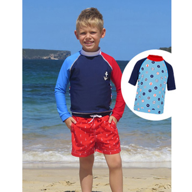 澳洲鴨嘴獸兒童泳衣 防曬短袖上衣+海灘褲套組 男童2-8歲 海洋系列