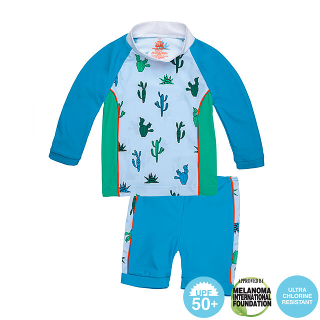 澳洲鴨嘴獸兒童泳衣 寶寶二件式戲水泳衣 男童9個月-2歲 仙人掌系列