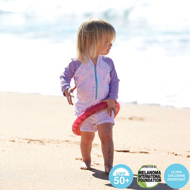 澳洲鴨嘴獸兒童泳衣 寶寶長袖一件式連身泳衣 雪酪海灘系列