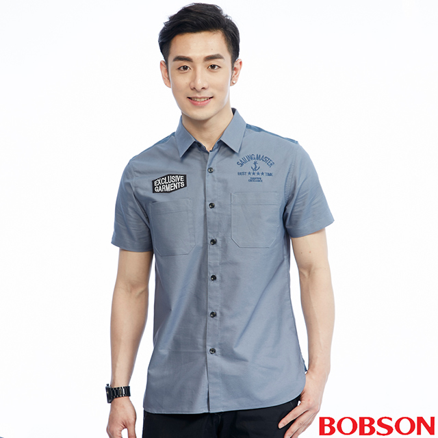 BOBSON 男款雙袋配色襯衫(26004-59)