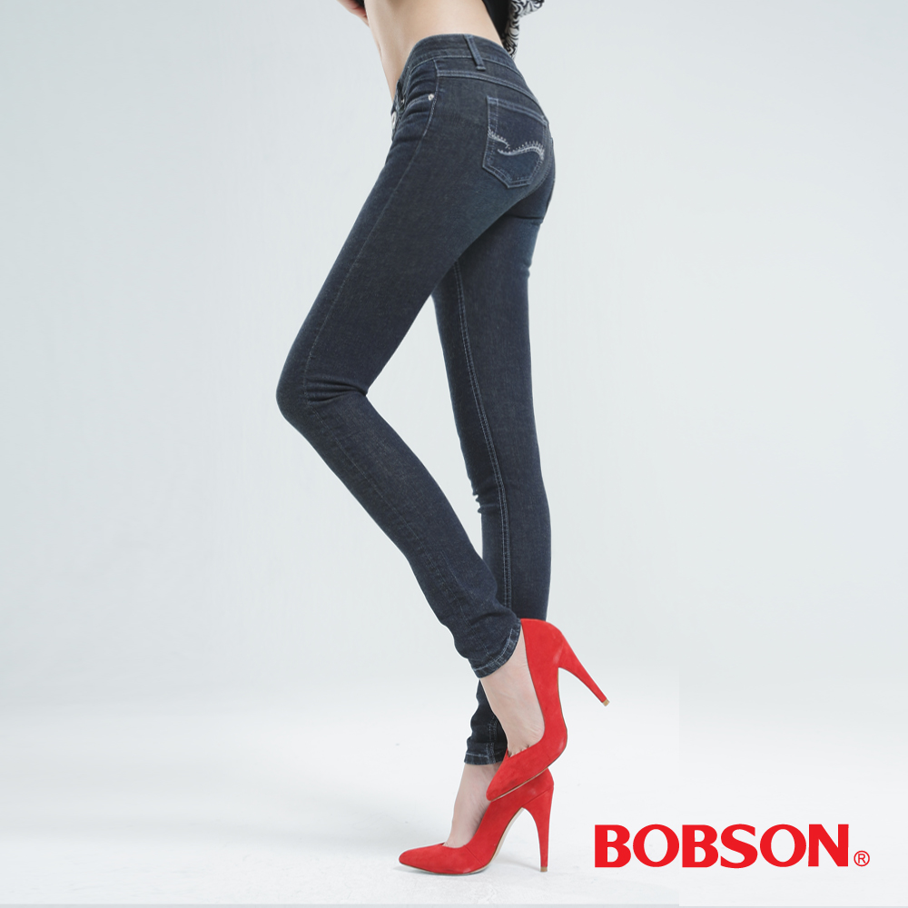 【BOBSON】女款強彈力小直筒褲(8117-52)