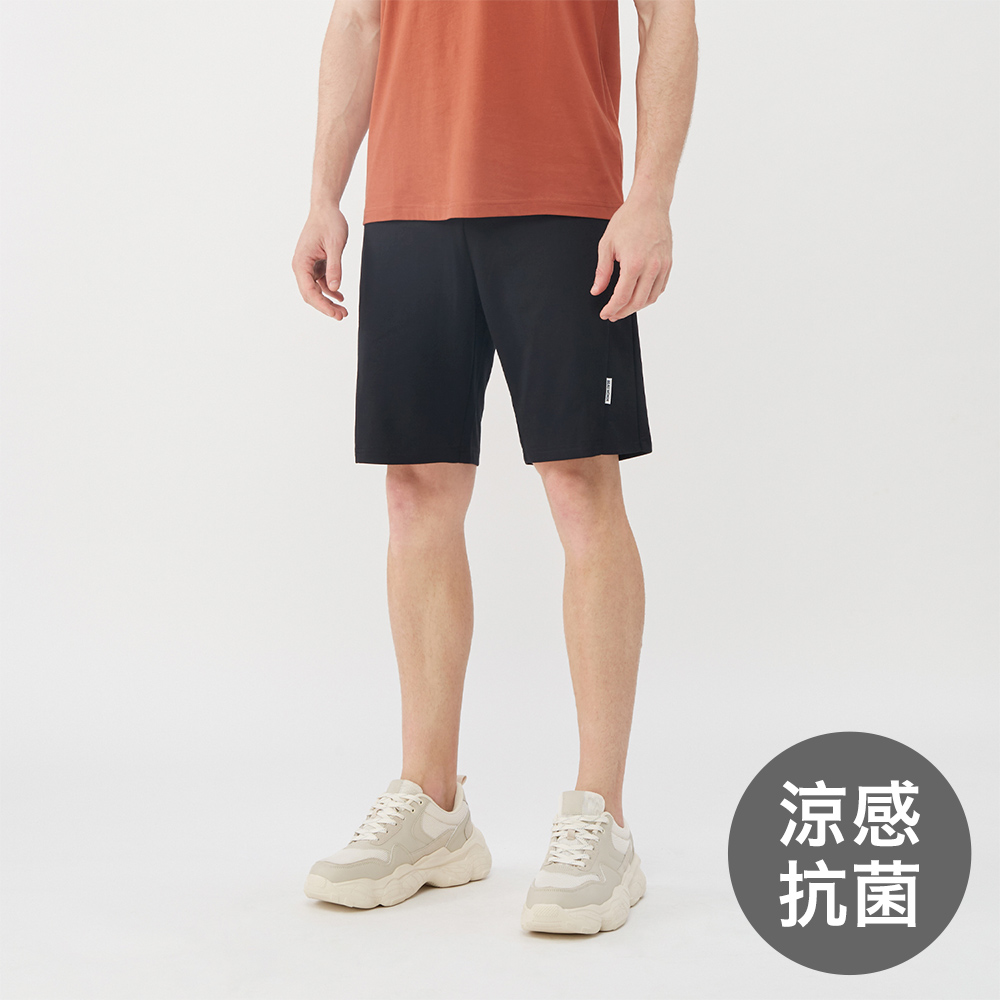 GIORDANO 男裝涼感抗菌休閒短褲-09 標誌黑