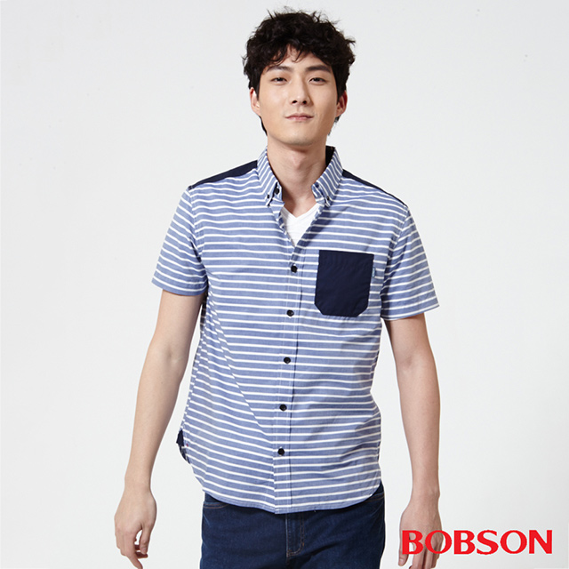 BOBSON 男款橫條紋襯衫(25003-53)