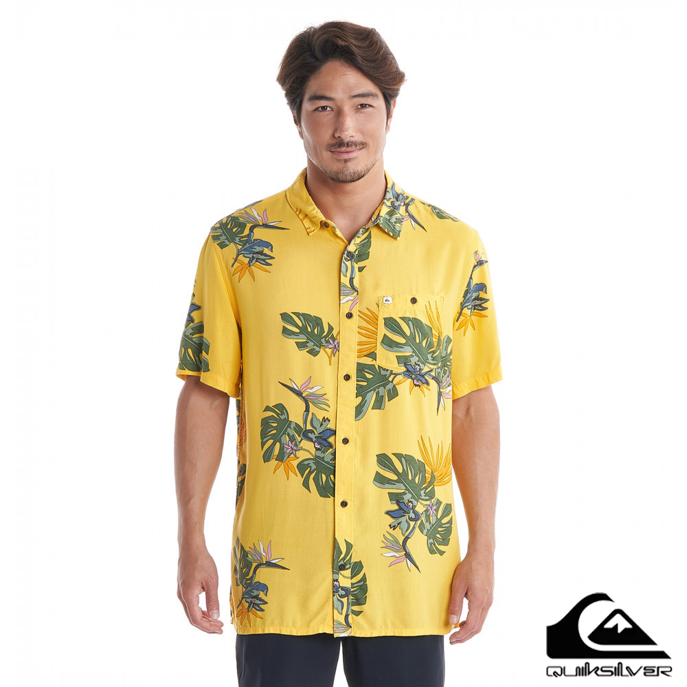 【QUIKSILVER】THE FLORAL SS 短袖襯衫 黃色