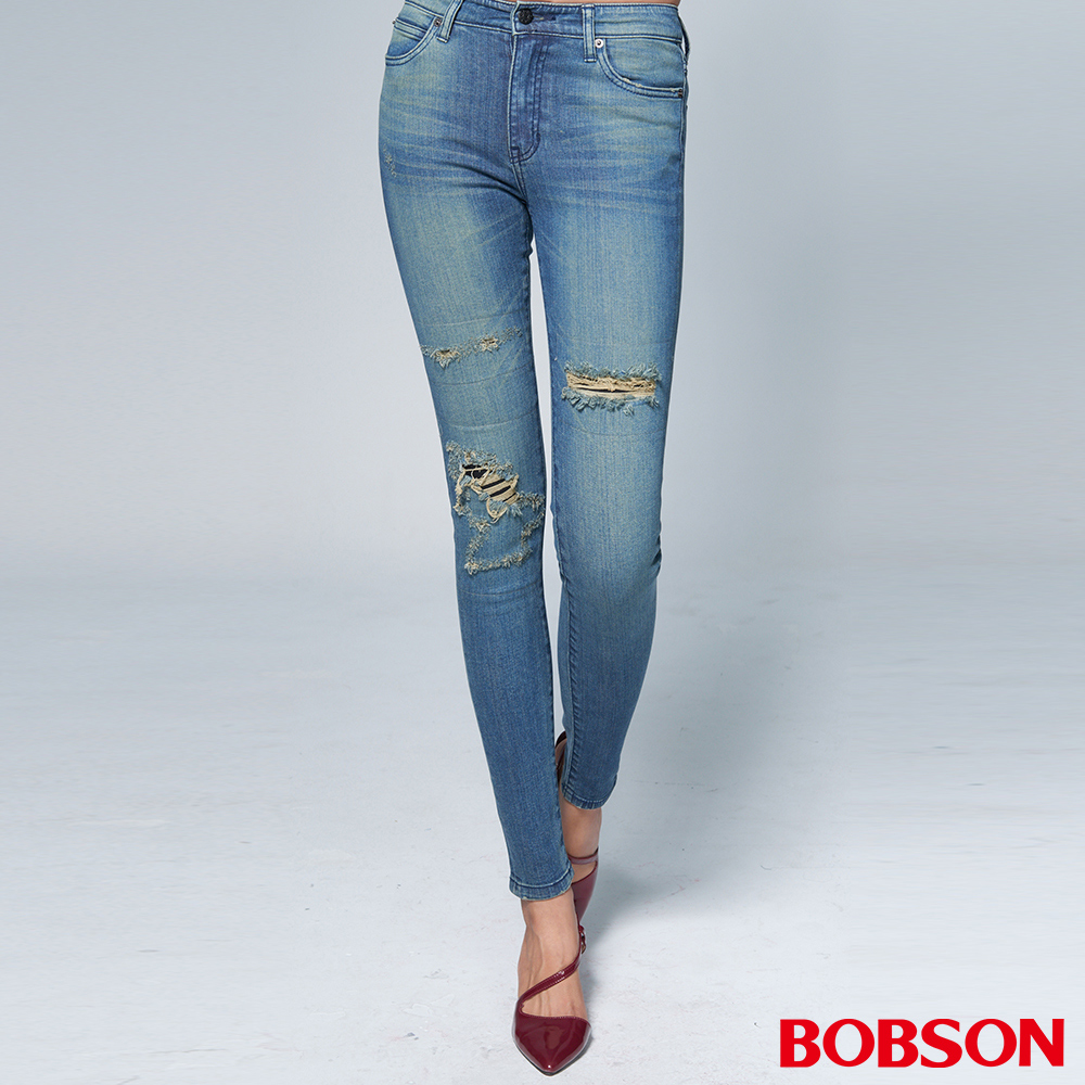 【BOBSON】女款1971日本進口黑標小直筒褲(BSR010-WD)