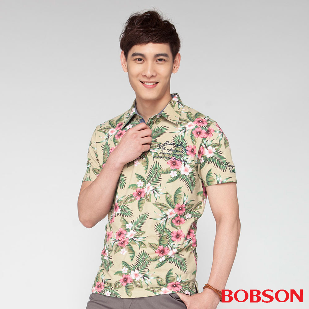 【BOBSON】男款短袖印花POLO上衣(24015-40)