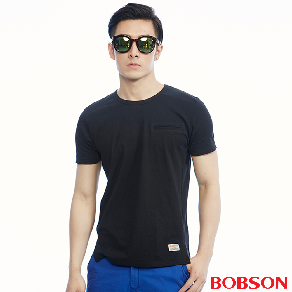 【BOBSON】男款短袖素面剪接上衣(26021-88)