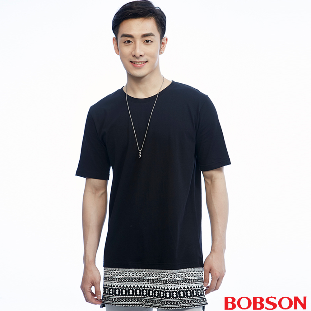 【BOBSON】男款短袖長版造型上衣(26031-88)