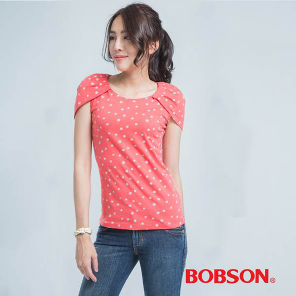 【BOBSON】女款短袖印點點上衣(23101-23)