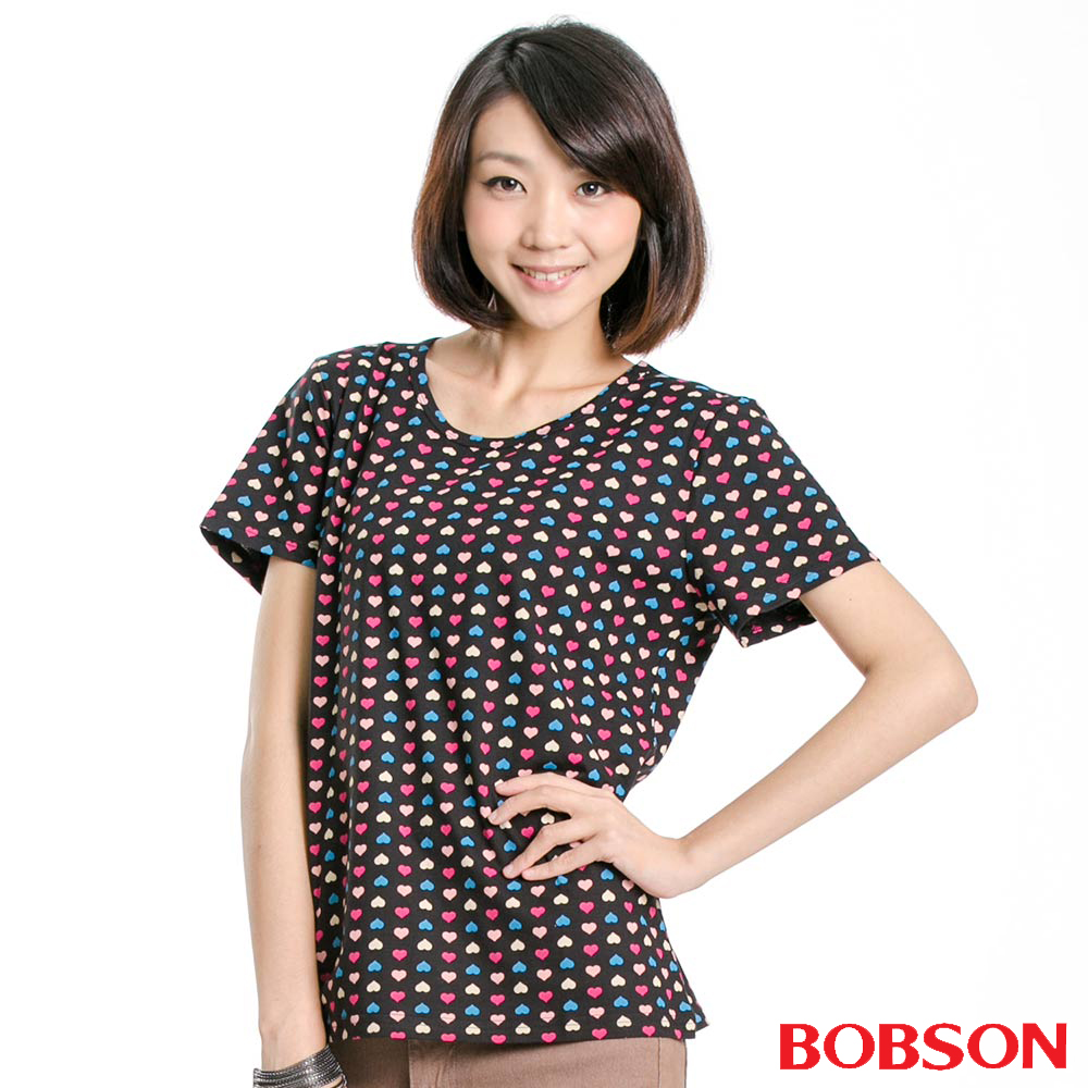 【BOBSON】女款短袖印愛心T恤(23143-02)