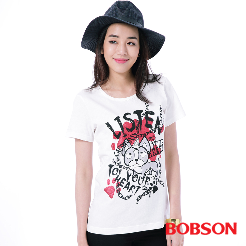 【BOBSON】女款短袖印圖上衣(26093-81)