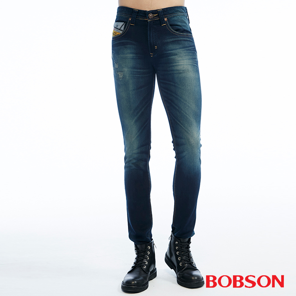 【BOBSON】男款低腰針織合身直筒褲(1803-53)