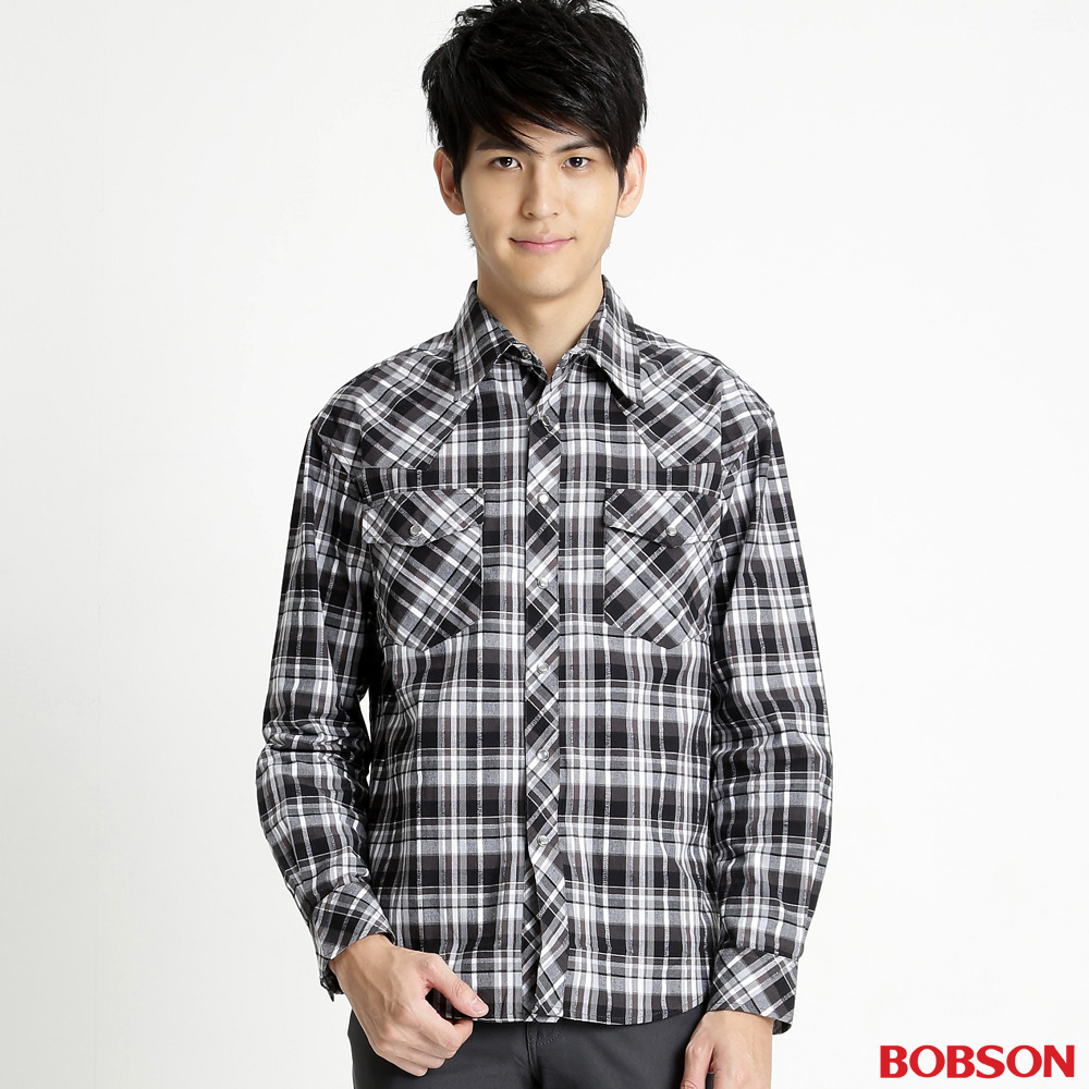 【BOBSON】男款刷毛格子襯衫(32001-88)