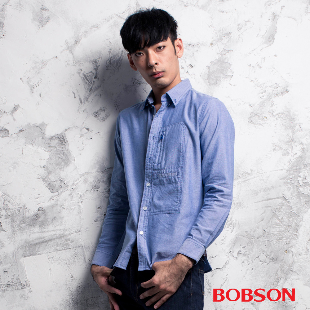 【BOBSON】男款胸開袋素面襯衫(35001-58)
