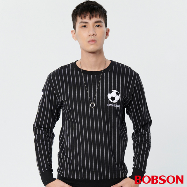 BOBSON 男款足球條紋上衣(36026-88)