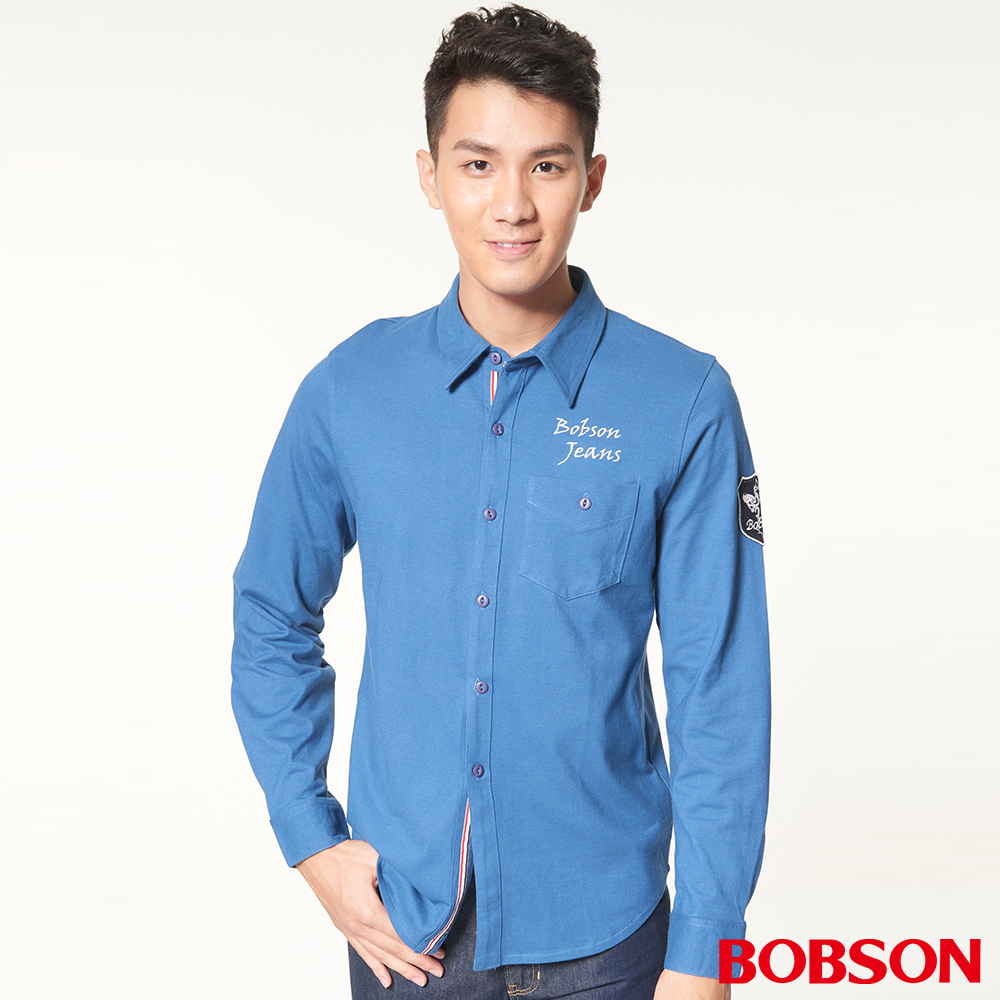 【BOBSON】 男款合身版長袖襯衫上衣(34006-58)
