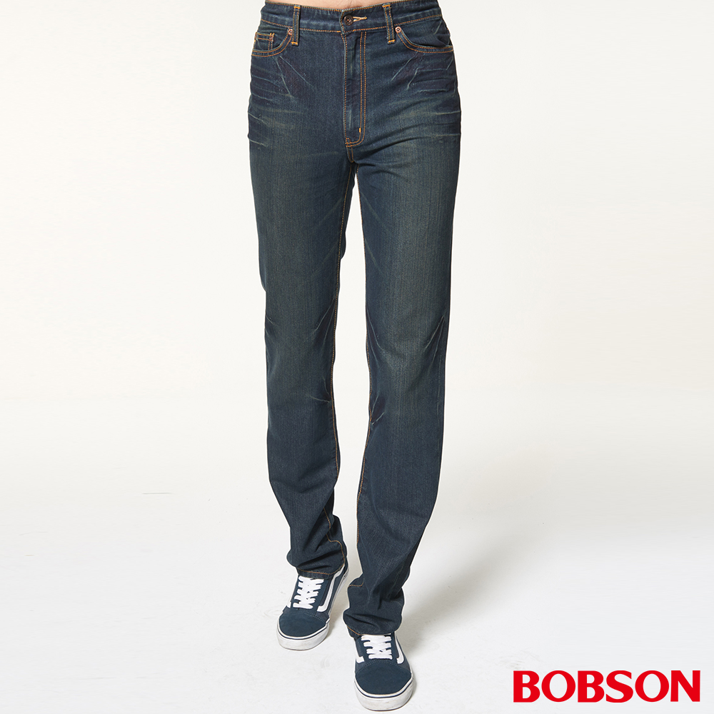 【BOBSON】男款鬼爪痕直筒牛仔褲(1667-77)