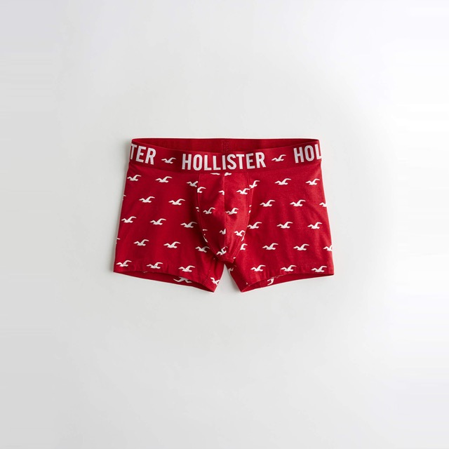 Hollister 海鷗 經典印刷滿版海鷗平口內褲-紅色
