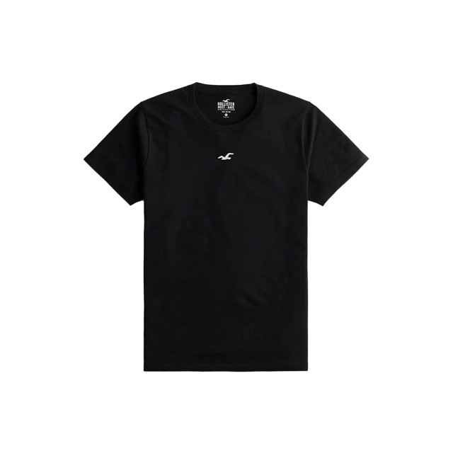 Hollister 海鷗 經典刺繡海鷗素面短袖T恤-黑色