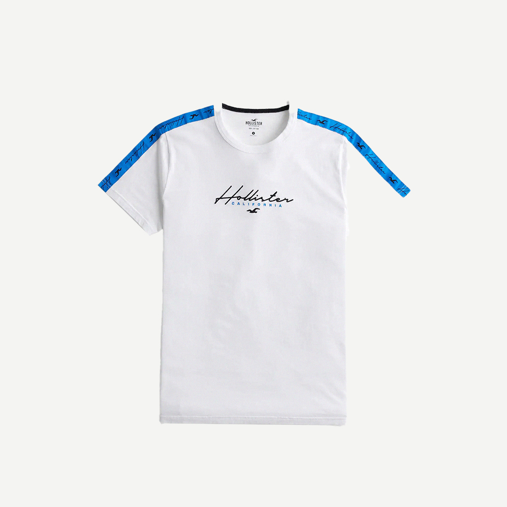 Hollister 海鷗 熱銷刺繡小海鷗文字短袖T恤-白色