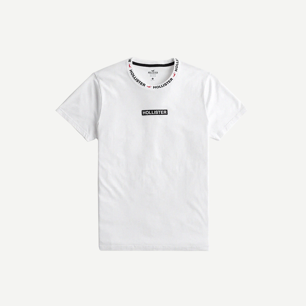 Hollister 海鷗 熱銷刺繡小海鷗文字圖案短袖T恤-白色