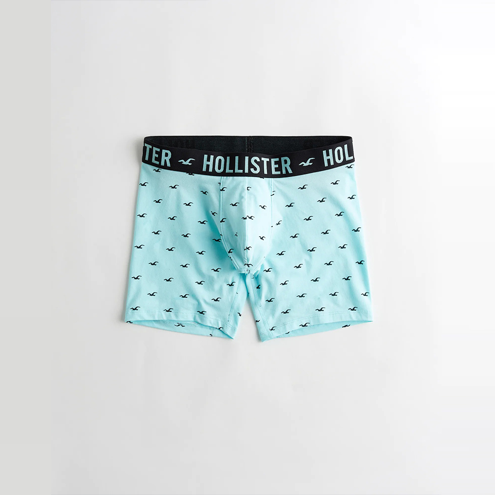 Hollister 經典刺繡滿版小海鷗文字貼身內褲-水藍色