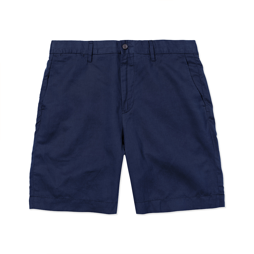Polo Ralph Lauren RL 熱銷貼布文字休閒短褲-深藍色(亞麻款)