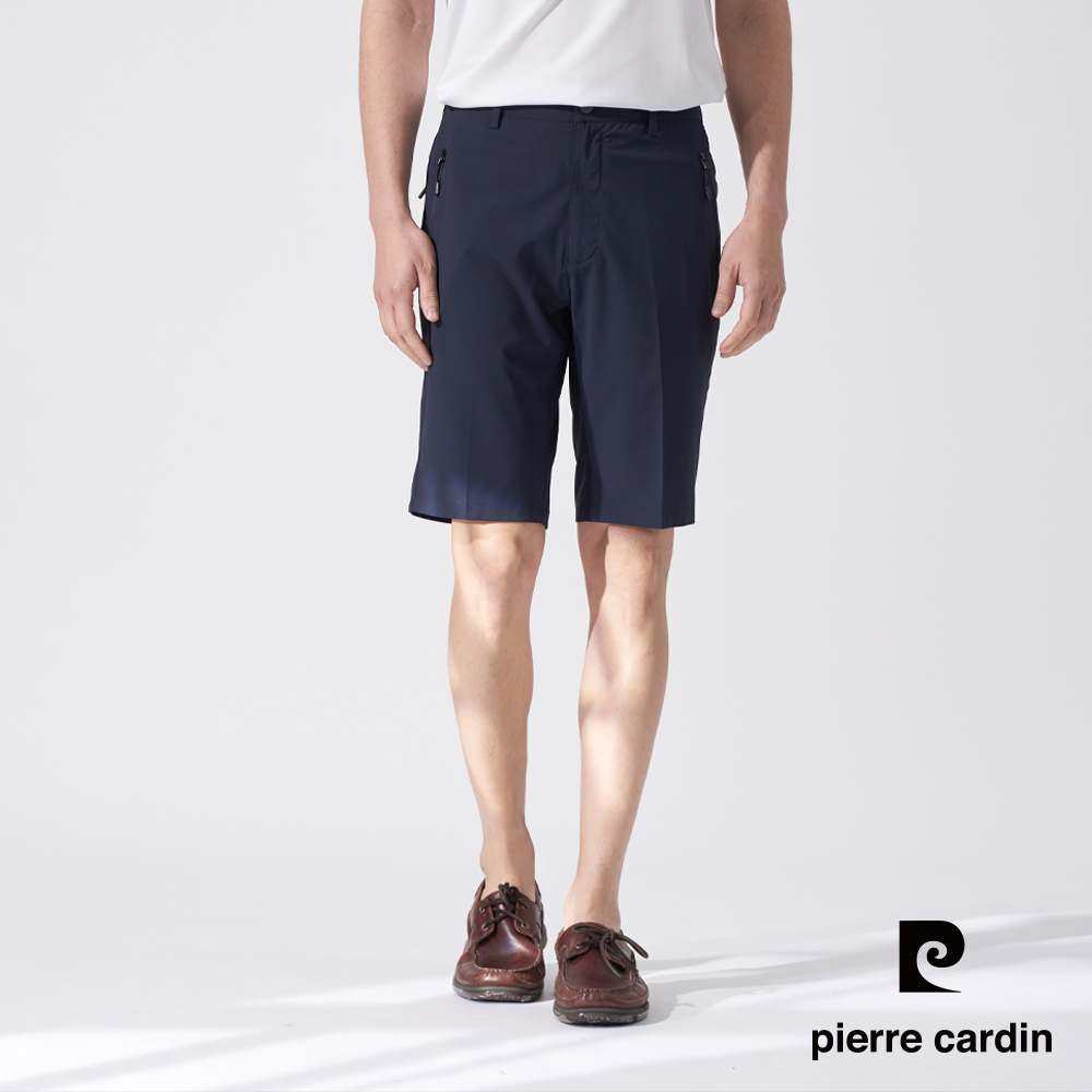 【pierre cardin 皮爾卡登】男款 平口內腰頭鬆緊素色彈性休閒短褲-丈青色 (5247962-38)