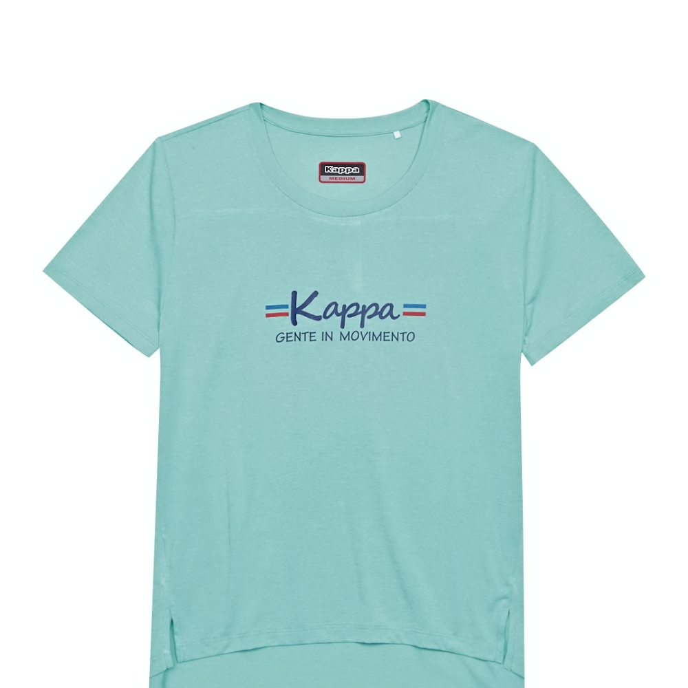 KAPPA義大利 女短袖針織圓領T恤 絲藍綠 331689WW7X