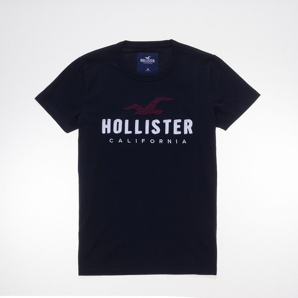 Hollister HCO經典大紅海鷗貼布刺繡短踢 黑色HO-323-248-0175-900