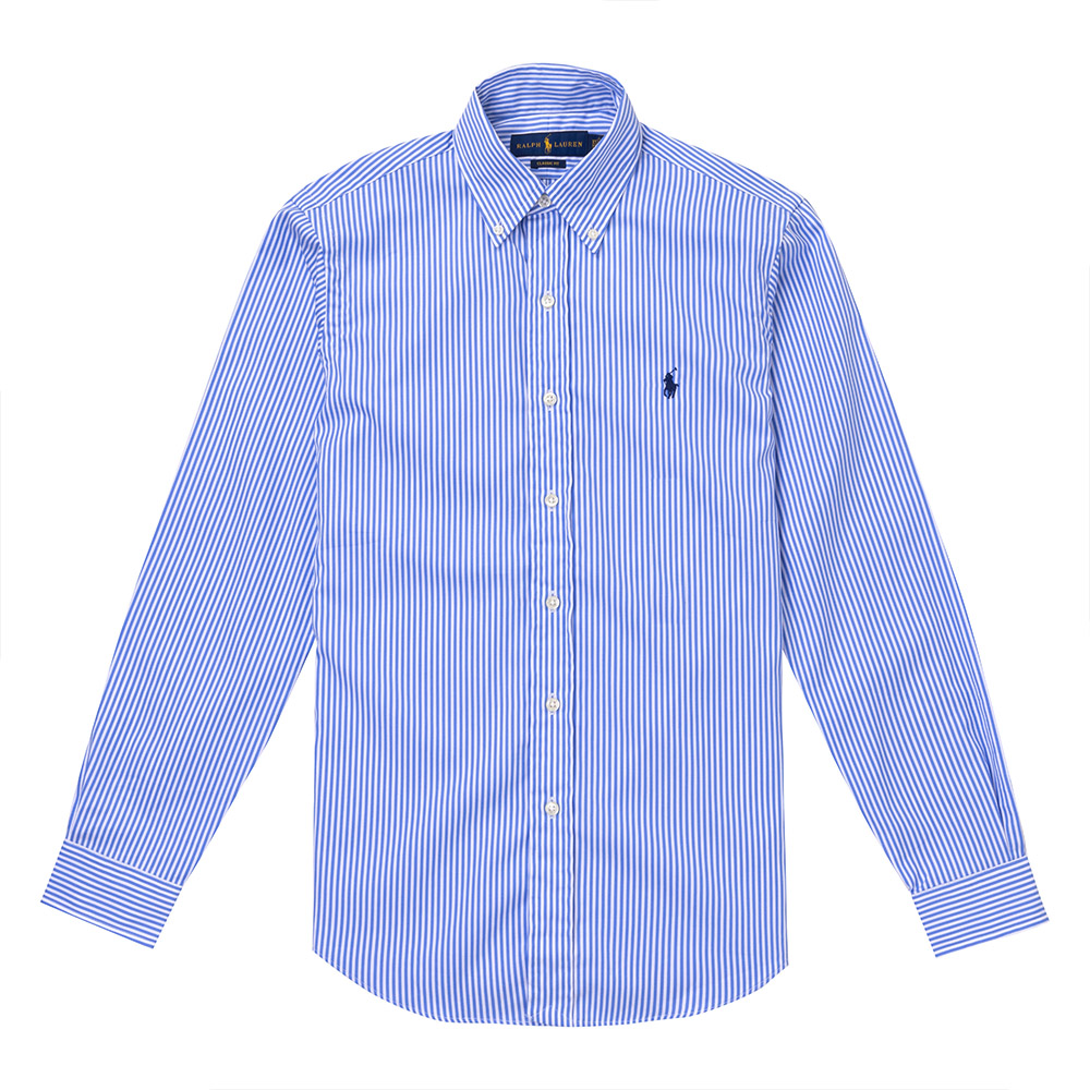Polo Ralph Lauren RL 熱銷刺繡小馬長袖襯衫(CLASSIC FIT)-藍白直條紋色
