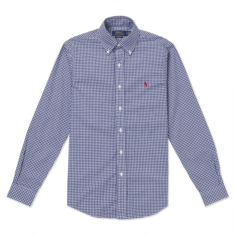 Polo Ralph Lauren RL 熱銷刺繡小馬長袖襯衫(CLASSIC FIT)-深藍白格色