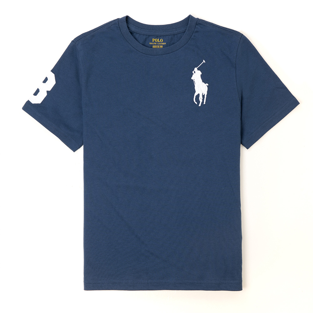 Polo Ralph Lauren RL 熱銷圓領大馬素面短袖T恤(青年款)-深藍色