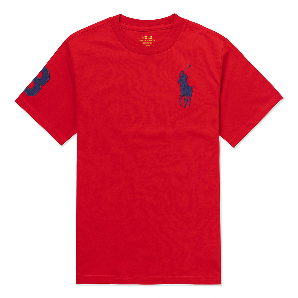 Polo Ralph Lauren RL 熱銷圓領大馬素面短袖T恤(男青年)-紅色