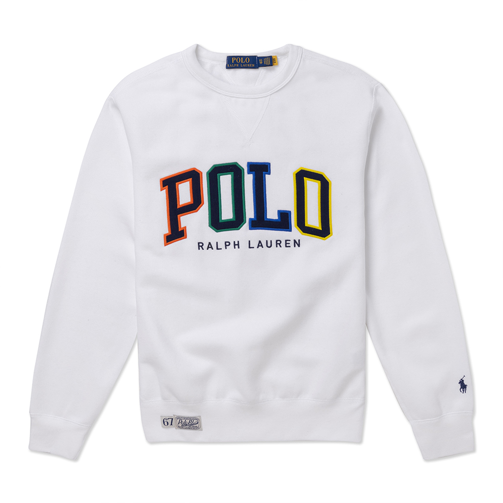 Polo Ralph Lauren RL 熱銷刺繡文字大學T恤-白色