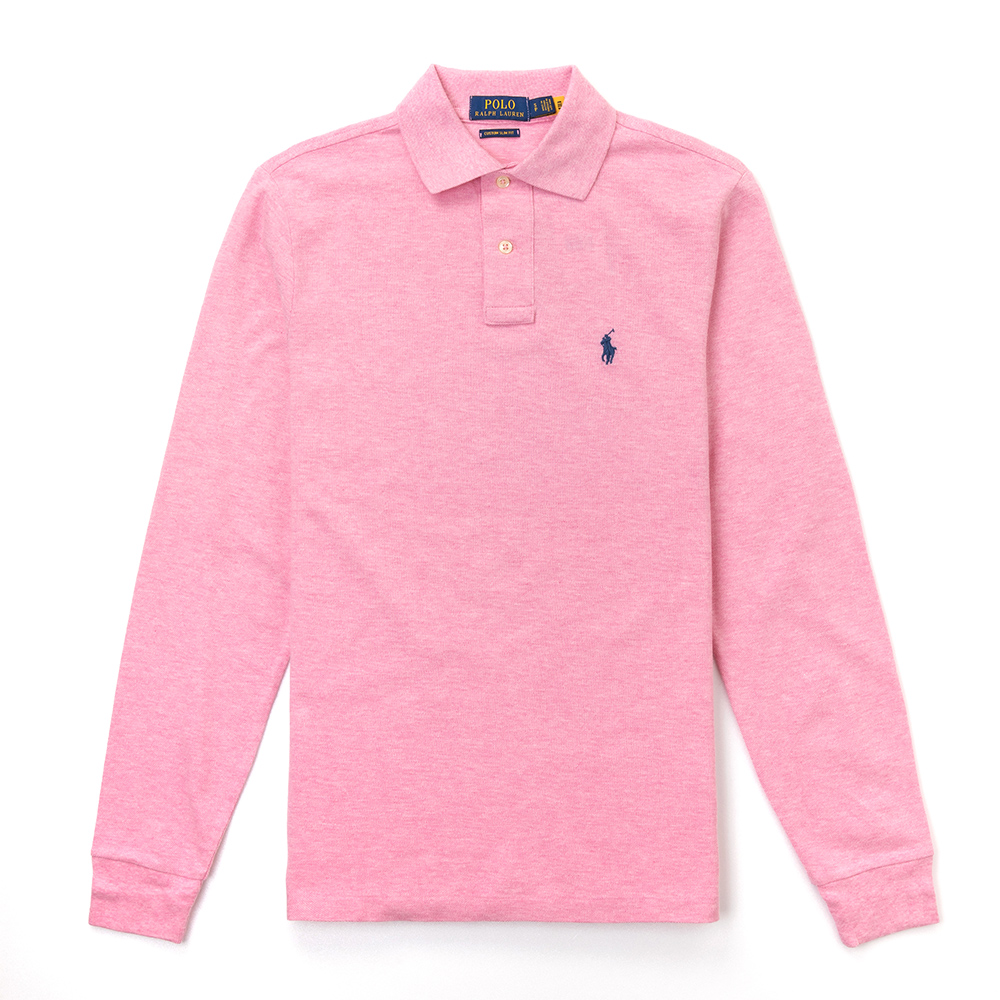 Polo Ralph Lauren 熱銷刺繡小馬長袖POLO衫(CUSTOM SLIM FIT)-粉色