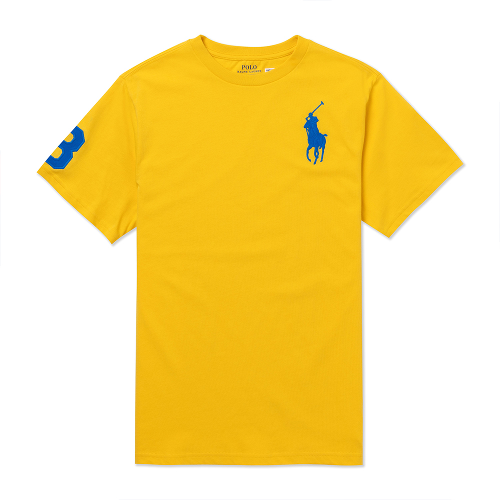 Polo Ralph Lauren RL 熱銷刺繡大馬素面短袖T恤(青年款)-黃色