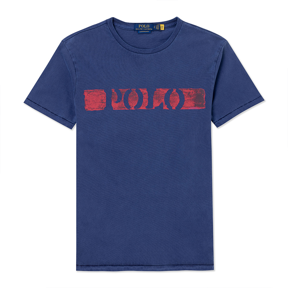 Polo Ralph Lauren RL 熱銷印刷文字圖案短袖T恤-灰藍色