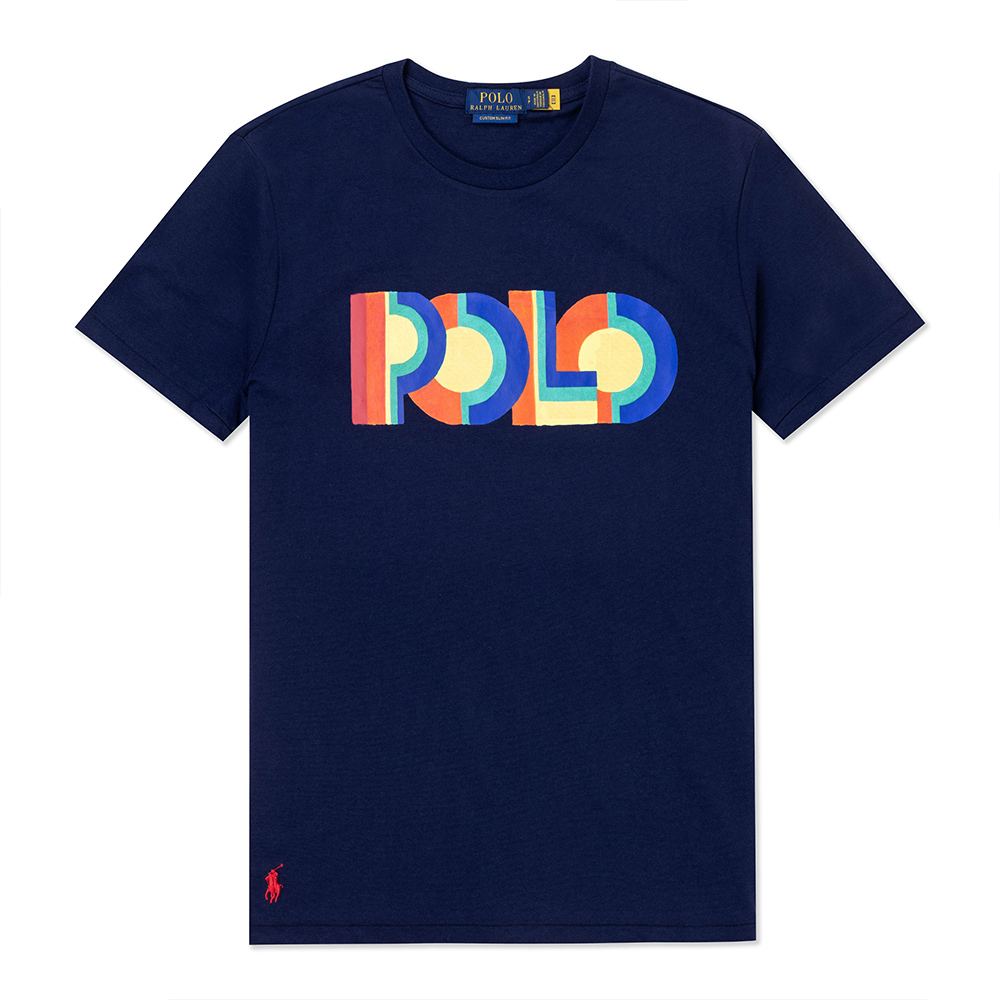 Polo Ralph Lauren RL 熱銷印刷文字圖案短袖T恤-深藍色