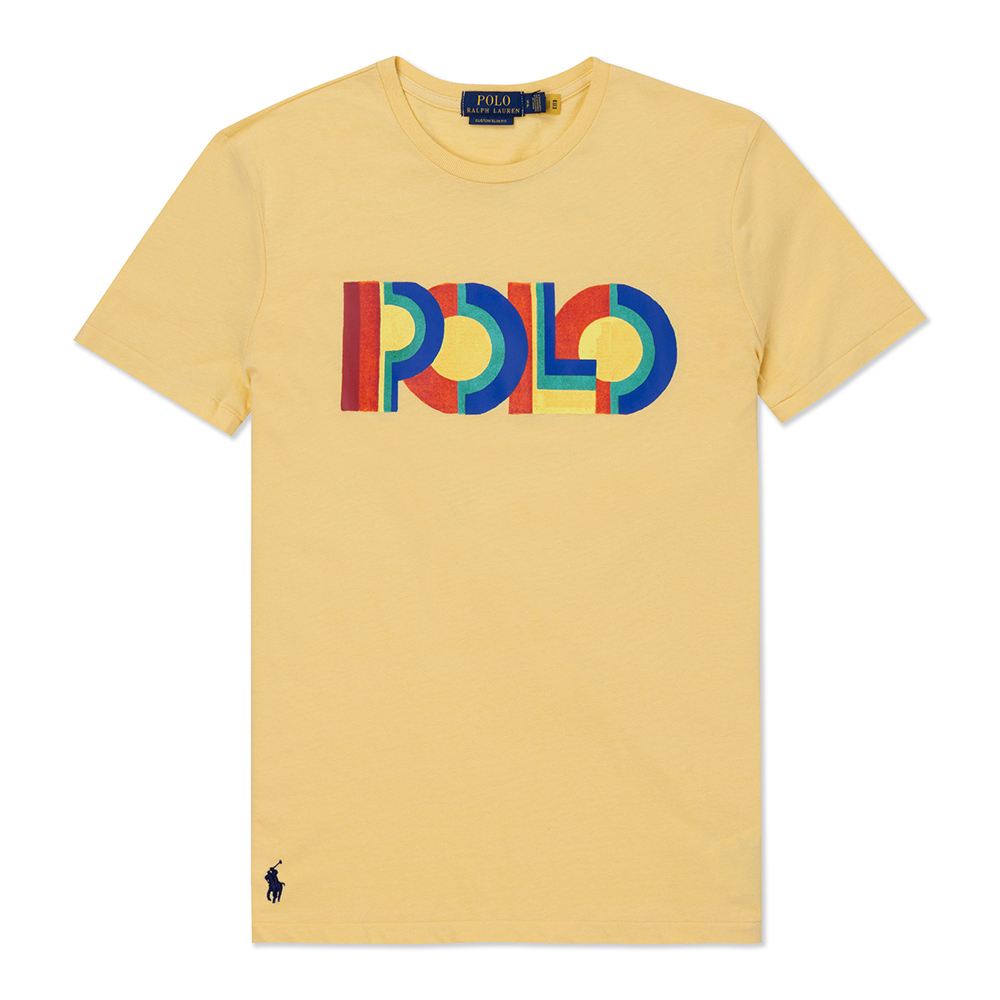 Polo Ralph Lauren RL 熱銷印刷文字圖案短袖T恤-黃色