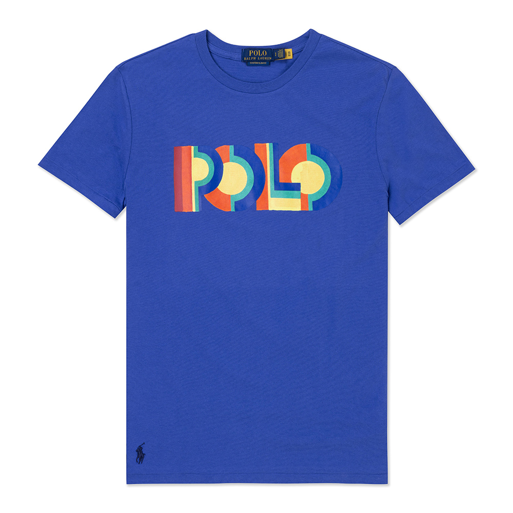 Polo Ralph Lauren RL 熱銷印刷文字圖案短袖T恤-藍色