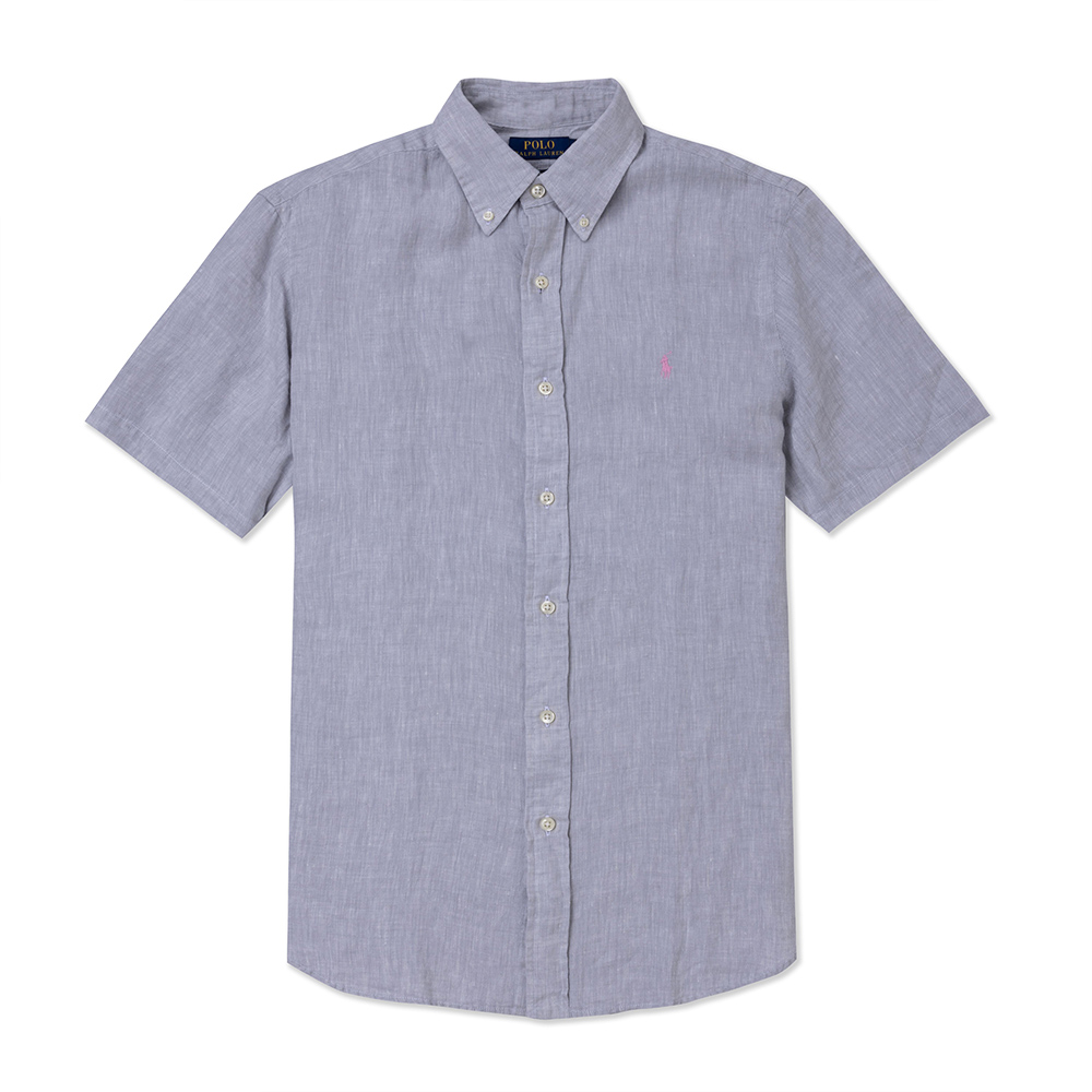 Polo Ralph Lauren RL 熱銷刺繡小馬短袖襯衫(CLASSIC FIT)-麻花灰色